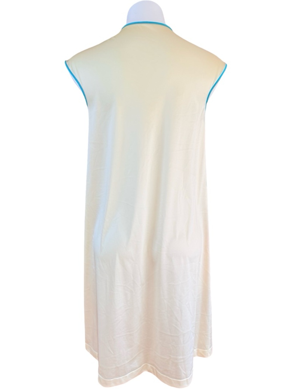 Vintage JCPenney Nylon Peignoir Set XS Cream Embroidered Floral Robe Gown - Picture 6 of 8